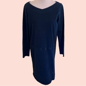J. Jill Pure Jill Indigo French Terry Knit Denim Look Shift Dress M